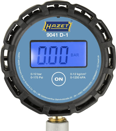 HAZET Reifenfüll-Messgerät 9041D-1 | Digitale Anzeige, beleuchtet, Manometer-Messbereich: 0-12 bar,