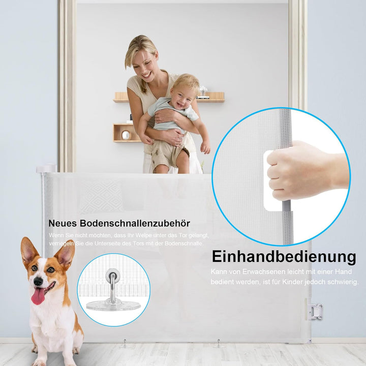 Wodondog Baby-treppenschutzgitter,0-150 cm, 83 cm Hoch,türschutzgitter ausziehbar, Einhändig Bedienb