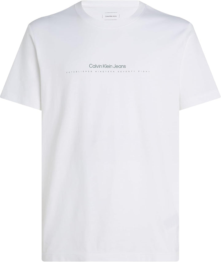 Calvin Klein Jeans Herren Badge Turn Up Sleeve Kurzarm Strickoberteile XL Bright White, XL Bright Wh