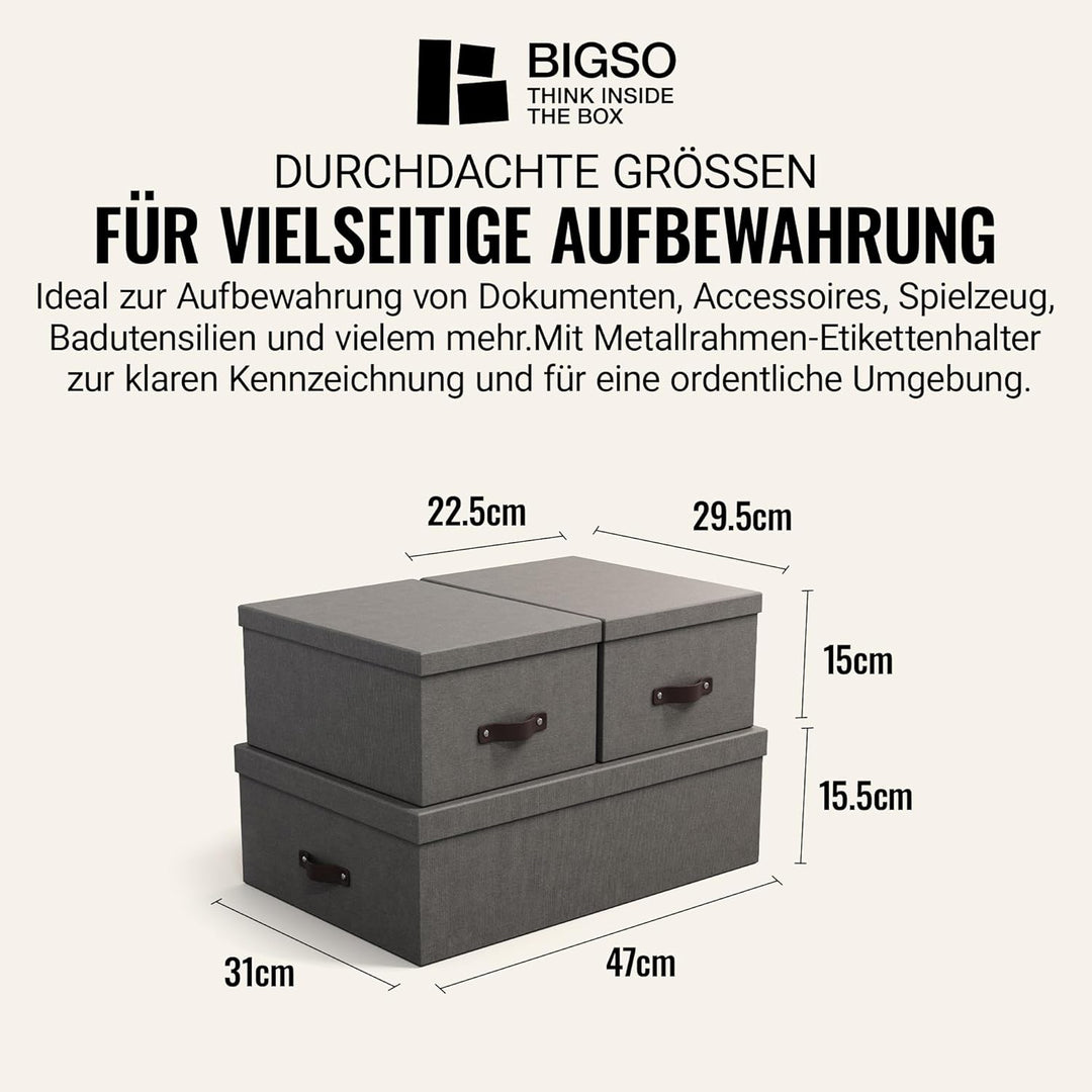BIGSO BOX OF SWEDEN INGE 3er-Set Aufbewahrungsboxen für das Schlaf-, Kinder-, Arbeits- oder Badezimm