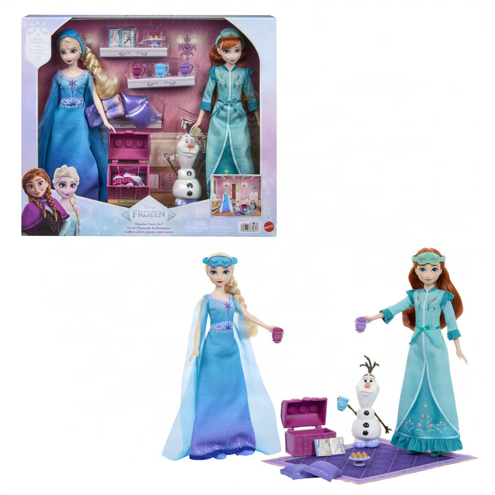 Mattel Disney Die Eiskönigin Spielzeug, Anna- und ELSA-Modepuppen mit Schlafoutfits und Hausschuhen,
