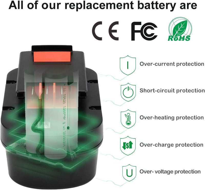Shentec 12V 3500mAh NI-MH Ladegerät Ersatz für 12V Black und Decker Akku A12 HPB12 A12E A12-XJ A12EX