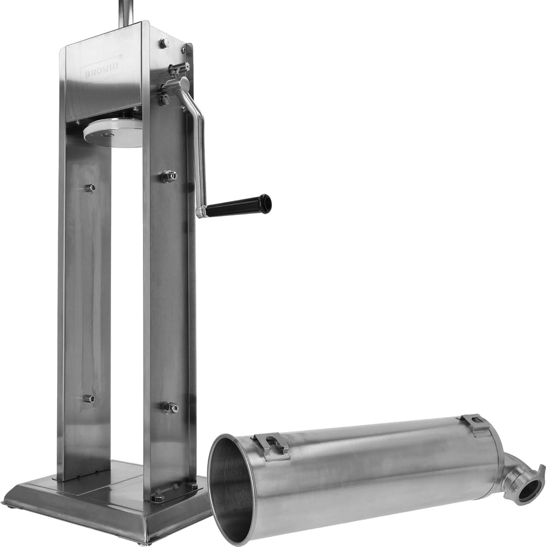 BROWIN® Manuell Wurstfüller aus Edelstahl 311038 | 7 Liter vertikale Wurstmaschine mit Tischklemme |
