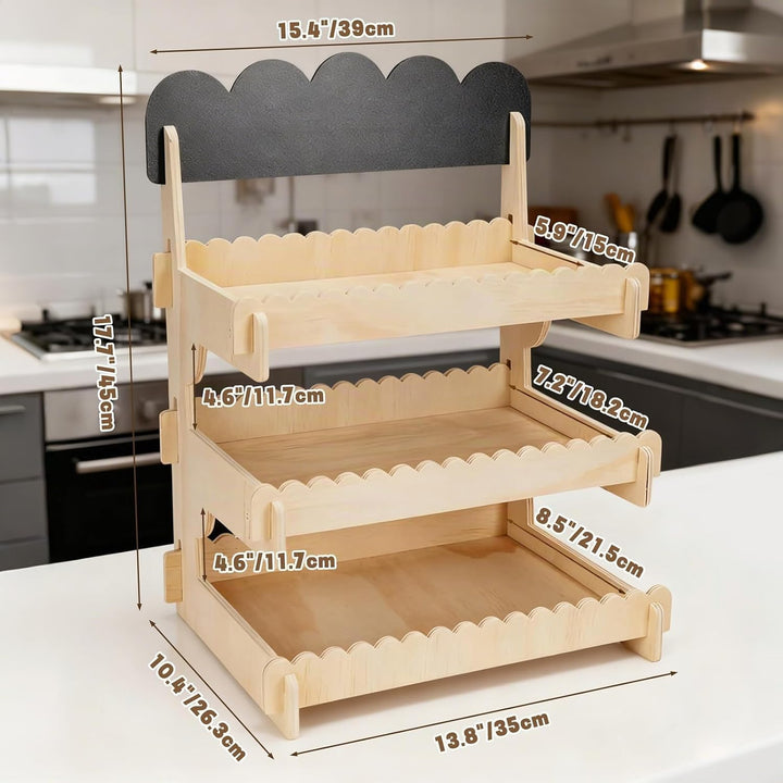 Keks-Präsentationsständer, stabiler mehrstufiger Holzständer mit Kreidetafel-Schild, werkzeugfreie M