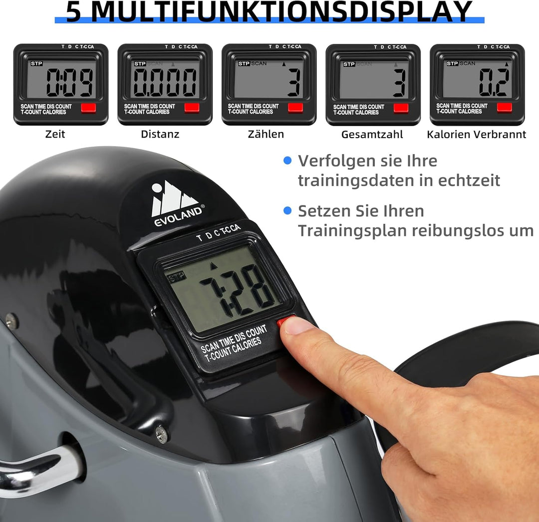 EVOLAND Heimtrainer Mini Fitnessbike Rehabilitations Pedaltrainer Arm und Beintrainer mit LCD Displa