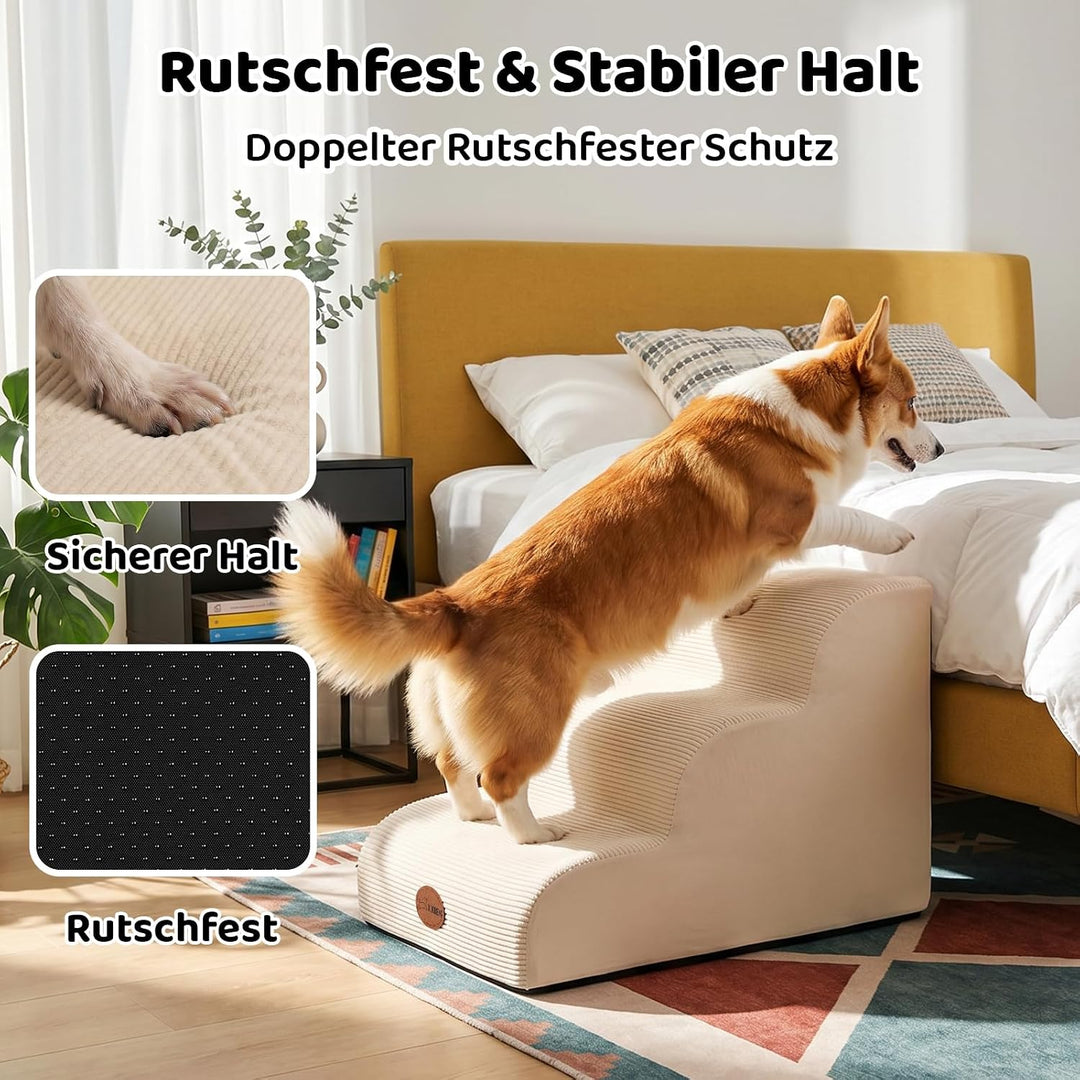 Hundetreppe für Kleine, ältere & Verletzte Hunde und Katzen, Haustiertreppe | 33D Hochdichter Schaum