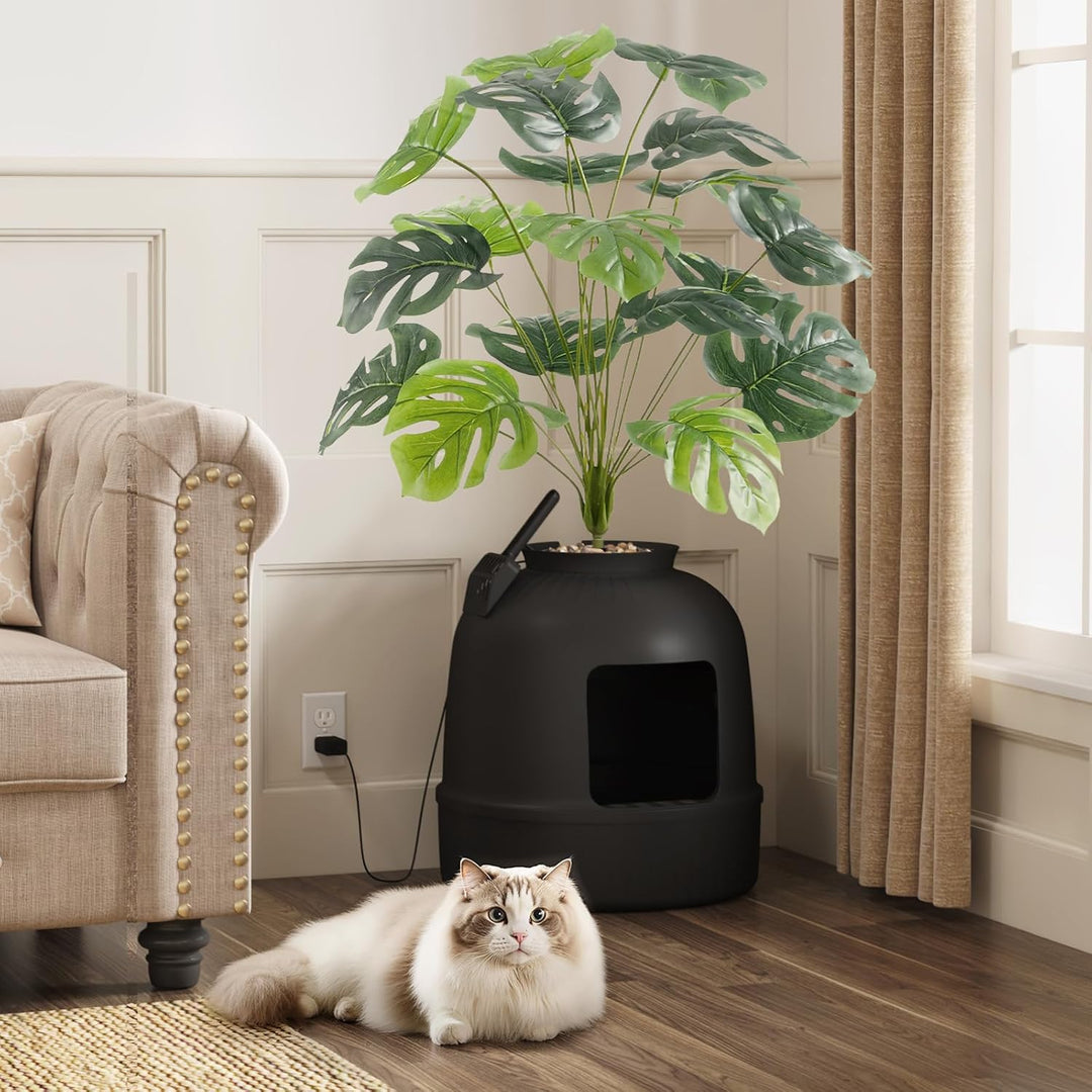 Lifewit Katzenklo Blumentopf mit Pflanze & Schaufel, Katzenklo Versteckt mit Geruchsbeseitigung, Inf
