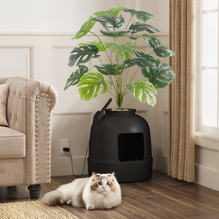 Lifewit Katzenklo Blumentopf mit Pflanze & Schaufel, Katzenklo Versteckt mit Geruchsbeseitigung, Inf