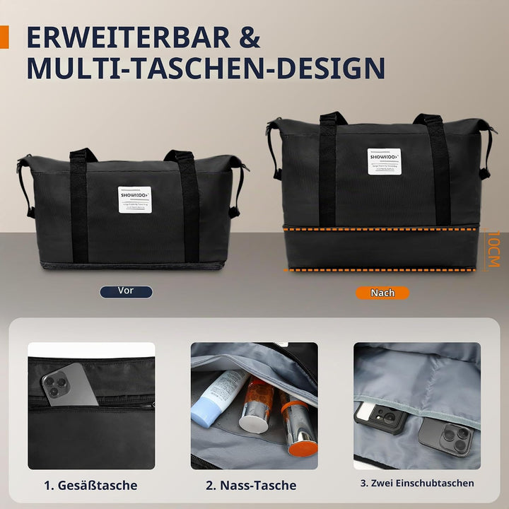 SHOWKOO Koffer Mittelgross Hartschale Leicht ABS+PC Erweiterbar Reisekoffer Kabinen Haltbar Handgepä