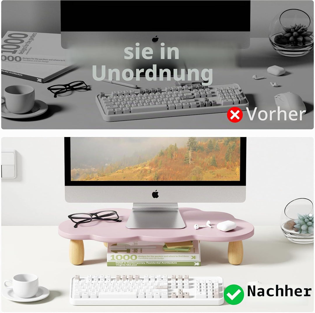 Monitorständer, Wolkenform, Holz, Computer-Monitorständer, Monitorständer, Mehrzweck-Schreibtisch-Or
