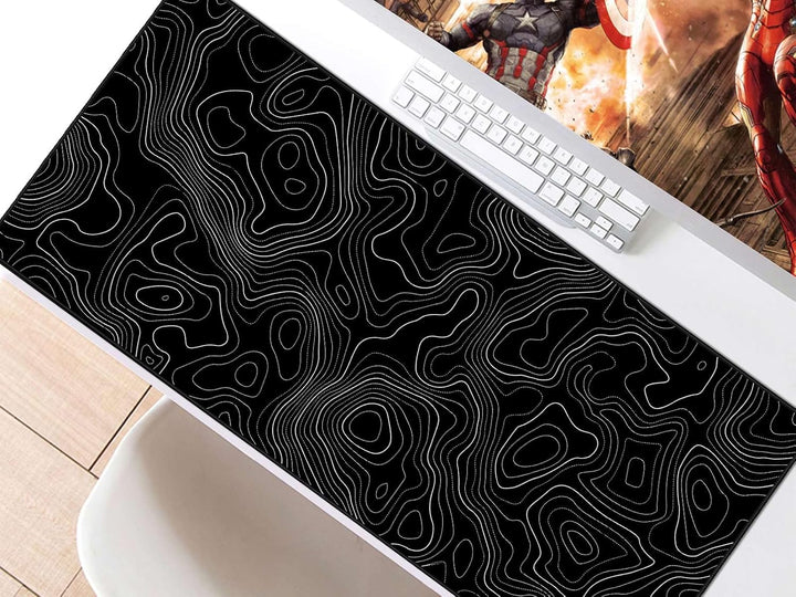 JIALONG Schwarz Topographisches XXL Gaming Mauspad 90x40cm - Premium Schreibtischunterlage mit Landk