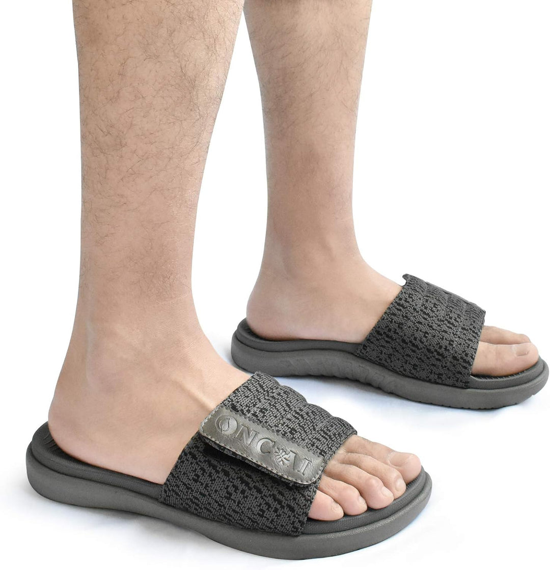 ONCAI Dusch Badelatschen Herren mit Klettverschluss Offener Zeh Sports Badesandalen Sommer Freizeit