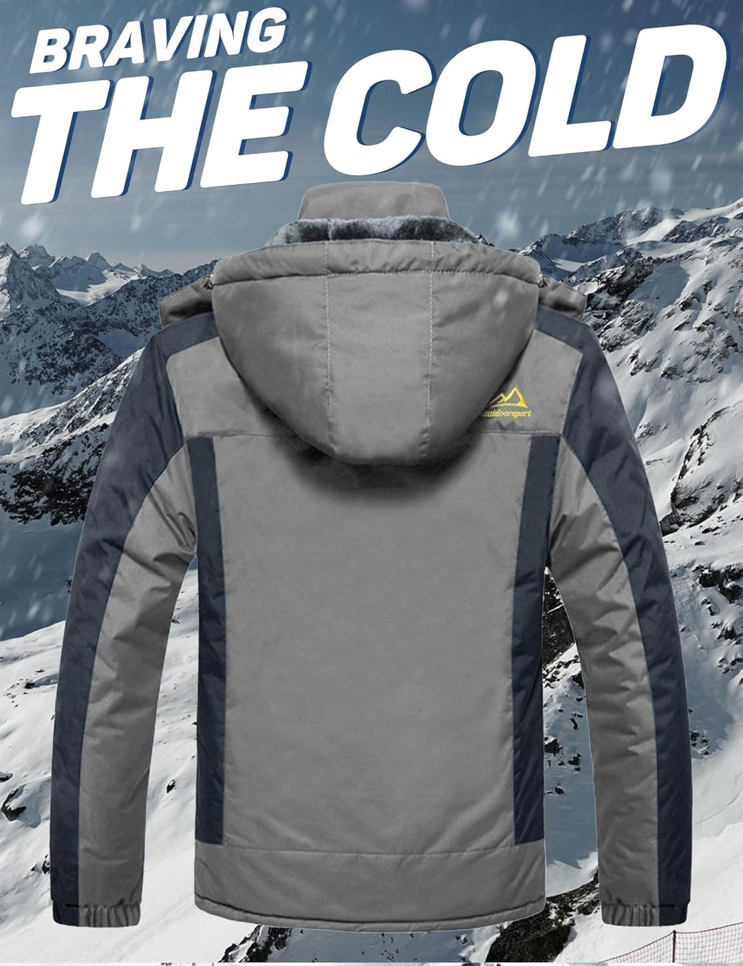 MAGCOMSEN Herren Winter Fleecejacke Warme Gefüttert Skijacke Outdoor Winddicht Wasserdicht Jacke Ver