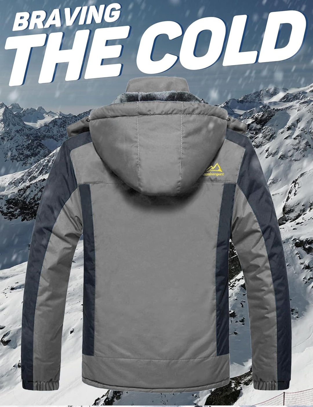 MAGCOMSEN Herren Winter Fleecejacke Warme Gefüttert Skijacke Outdoor Winddicht Wasserdicht Jacke Ver