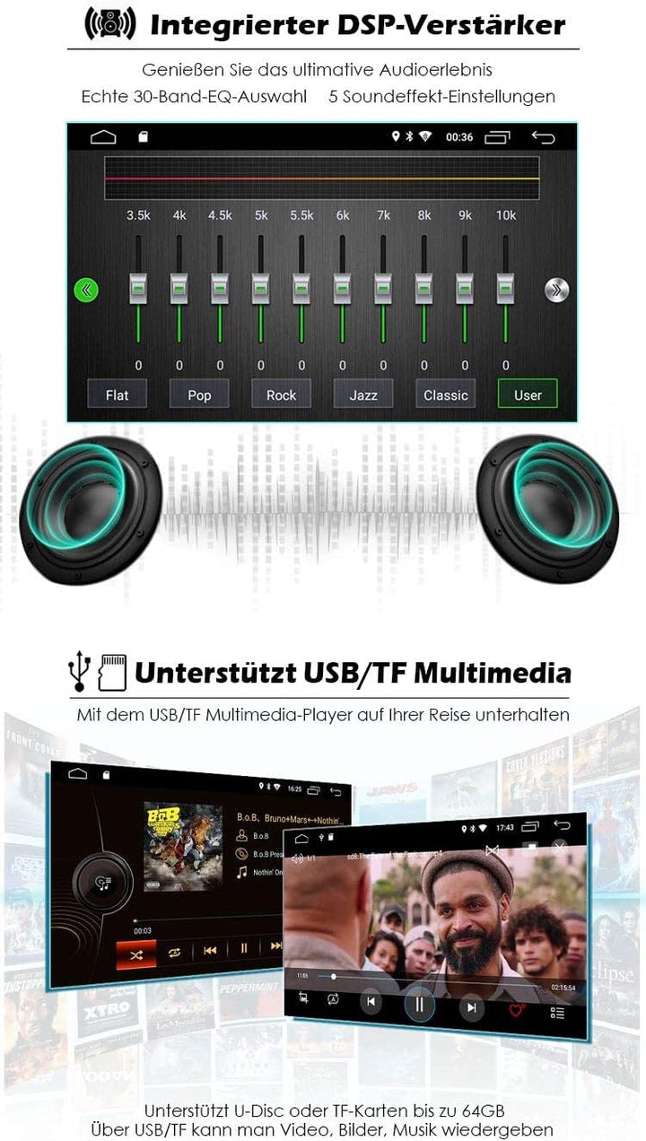Erisin Android 10.0 Autoradio mit GPS Navi Für Audi A3 S3 RS3 RNSE-PU Bluetooth WiFi DAB+ OBD2 TPMS