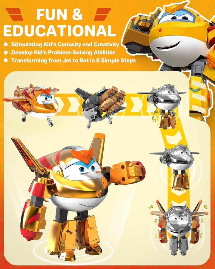 Super Wings Transforming Golden Boy, ca. 12.7 cm grosse verwandelbare Spiel-Figur, Spielzeug-Flugzeu