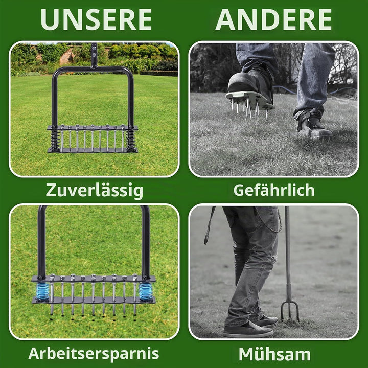 Deecam Rasenbelüfter, Aerifizierer für Rasen mit Rückstellfedern，T-Griff Rasenbelüfter ，Automatische