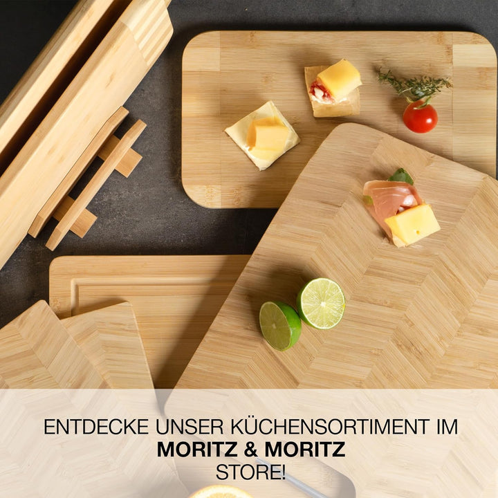 Moritz & Moritz XXL Schneidebrett Bambus Gross - 45 x 34 x 2 cm - Bambus Holzbrett mit Saftrille - Z