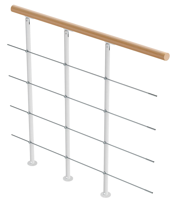DOLLE Brüstungsgeländer für Mittelholmtreppe Geländer Ergänzungs-Set 1 Meter Handlauf Buche lackiert