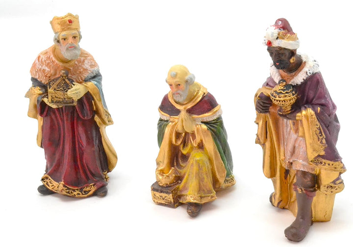 3 Könige des Weihnachtstages. 12 cm Satz von Geburtszene, Figuren .Tiere, Geburt Jesu. 3 Könige. Kri