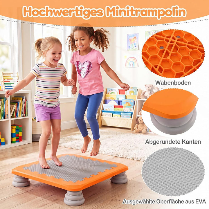COSTWAY 65 cm Kindertrampolin quadratisch, Indoor &amp; Outdoor Orange, Orange