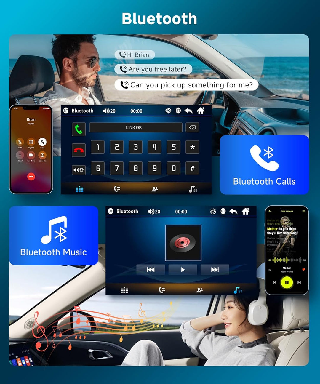Podofo 2 Din Autoradio Bluetooth mit Bildschirm 7'' Mirror Link Für IOS/Android Bluetooth Freisprech