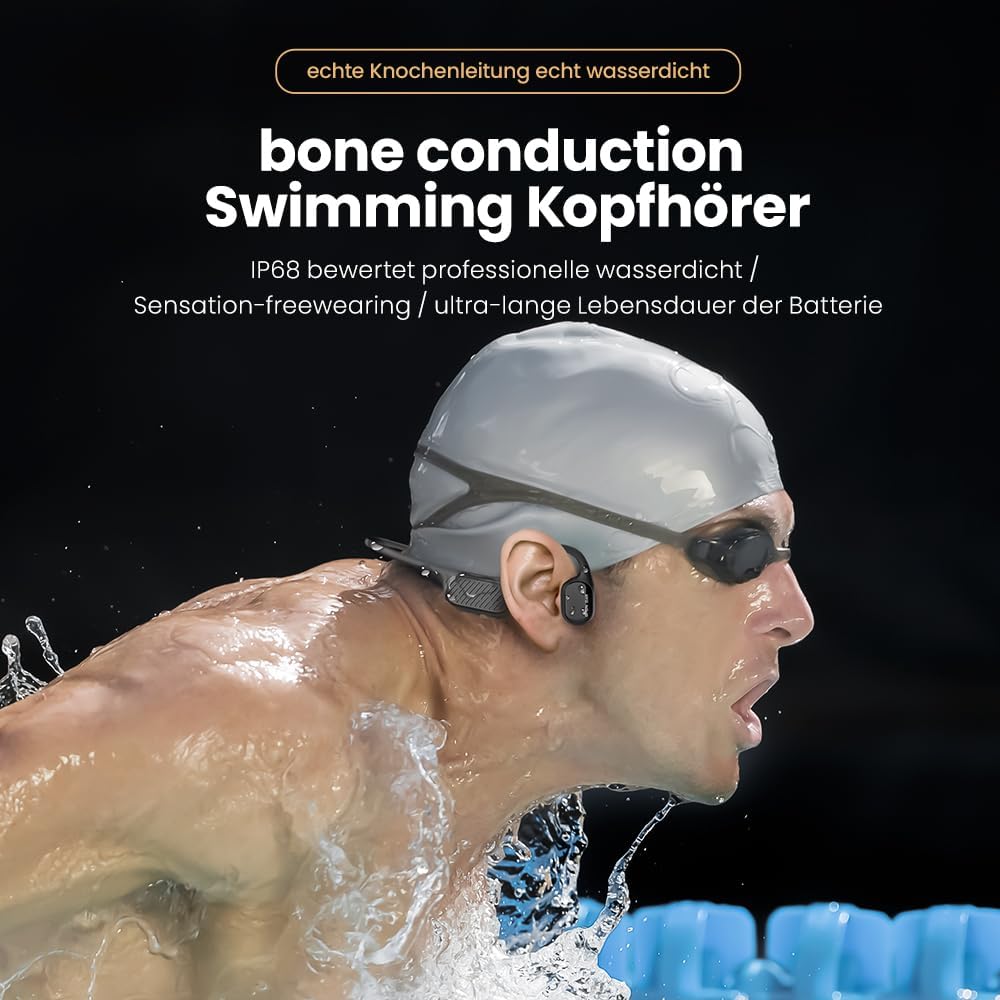 Kabellose Kopfhörer zum Schwimmen mit integriertem 32 GB MP3-Player - Bluetooth 5.3, geräuschunterdr