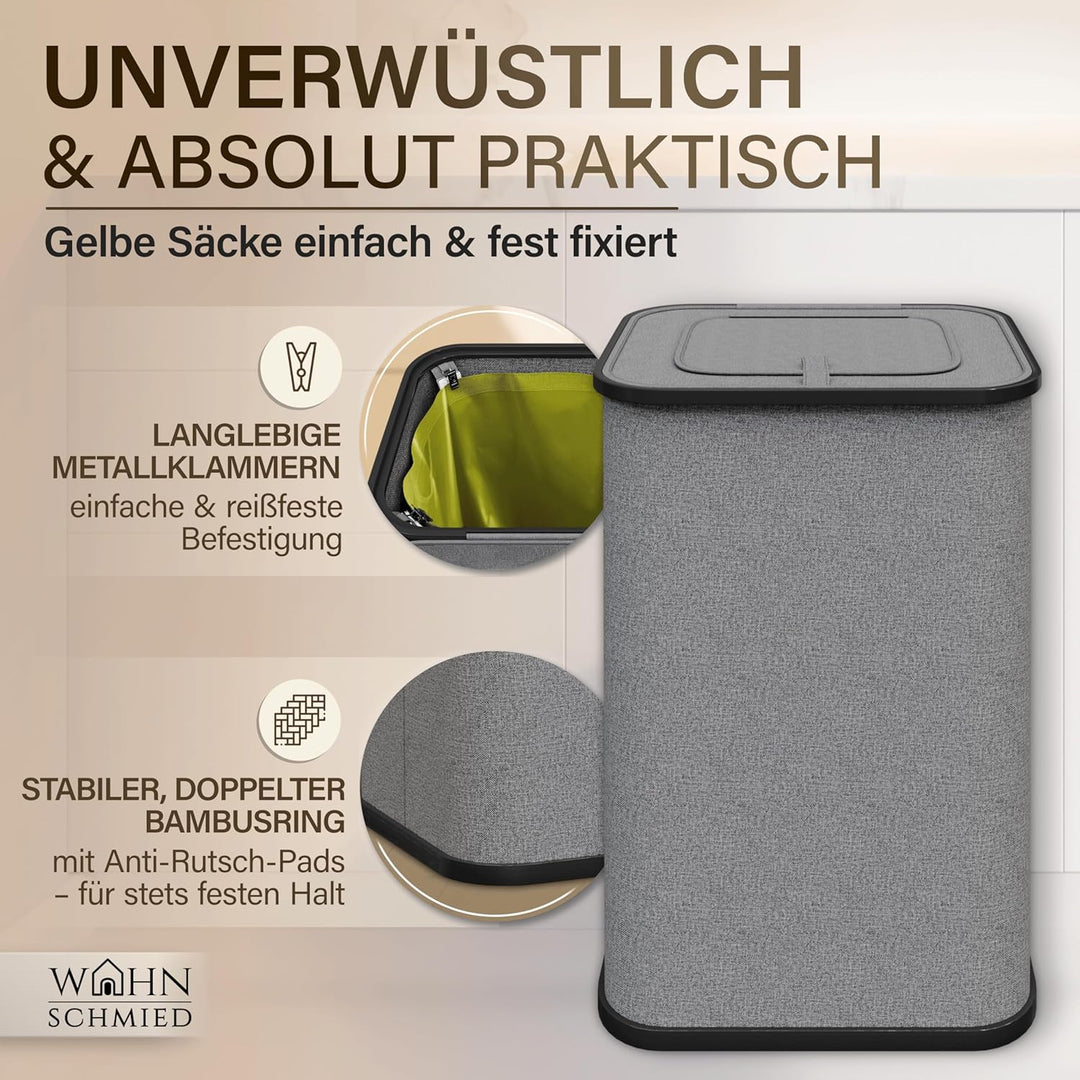 Gelber Sack Ständer | Müllsackständer inkl. waschbarer Auslaufschutz | Gelber Sack Mülleimer | Gelbe