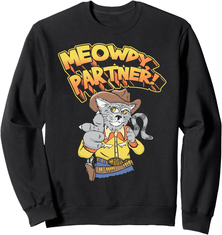 Meowdy Partner! Funny Cowboy Cat Retro Pet Lover Vintage Sweatshirt