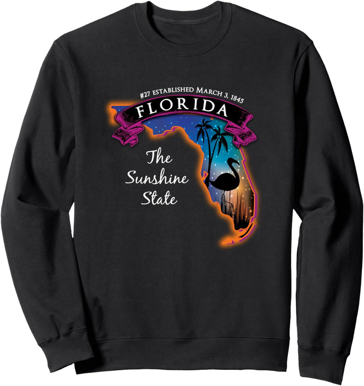 Florida Flamingo Palm Trees Night Sky Sunshine State Gift Sweatshirt