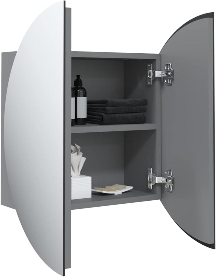 Tidyard Badezimmerschrank mit Rundem Spiegel & LED LED-Badschrank LED-Spiegelschrank Hängeschrank Wa