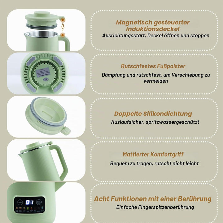 Sojamilch Hersteller, 600ml Entsafter Sojamilch Maschine mit 10 Klingen Hafermilch Maschine mit Verz