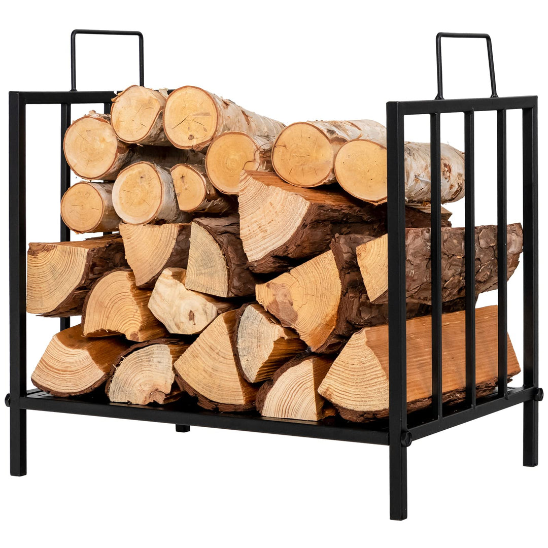 COSTWAY Kaminholzregal Metall bis 50kg belastbar, Brennholzregal Feuerholzregal Holzscheitregal Holz