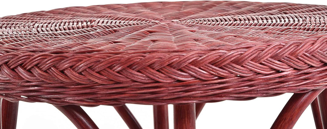 Rattan-Tisch/Beistelltisch Rund/Couchtisch Rattantisch Ablage (Bordeaux Rot)
