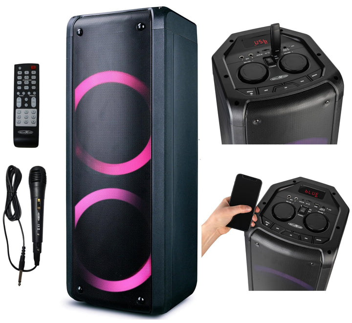 REFLEXION PS09BT DJ Karaoke PA-Anlage, mobil mit Akku und Lichteffekten (Bluetooth, True Wireless St