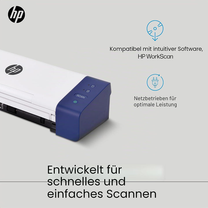 HP Kompakter Desktop Duplex USB Mobiler Dokumenten- &amp; Foto-Scanner mit Auto-Feed Tray für tragbares