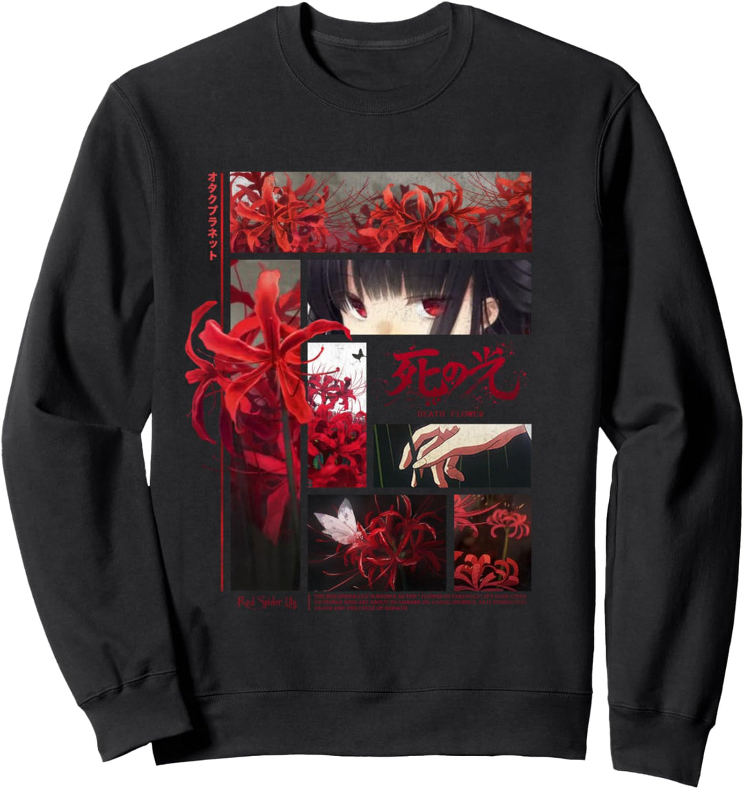 Japanische Spinnenlilien Anime Blume in Soft Grunge Ästhetik Sweatshirt