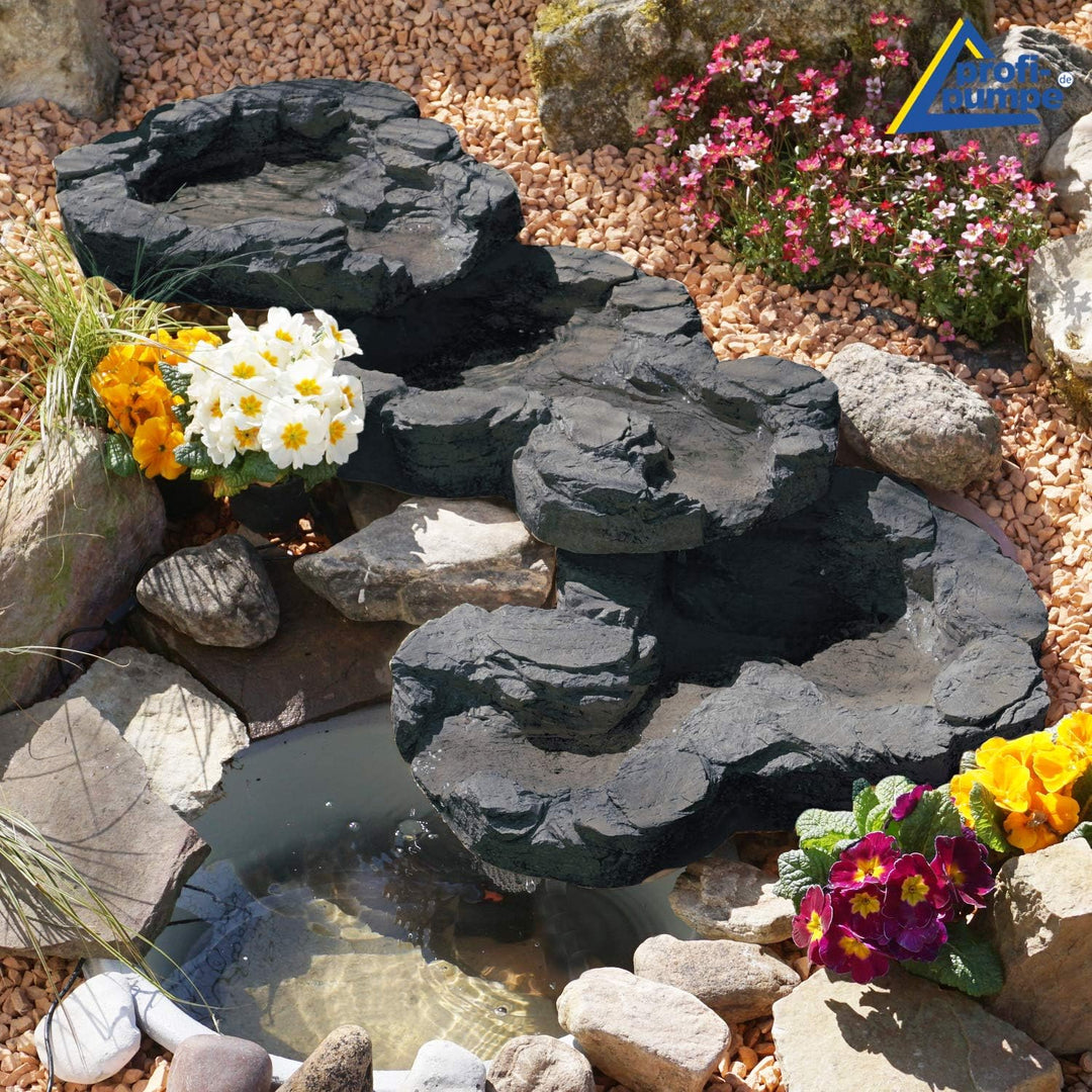 Gartenbrunnen Brunnen Bachlauf QUELLBACH Zierbrunnen Vogelbad Wasserfall Gartenleuchte Teichpumpe (7
