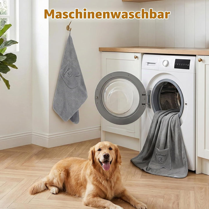 Gimars Thickened Pet Drying Towel with Gloves 90×50cm, 2 Pack, Gray 90×50cm 2er, 90×50cm 2er