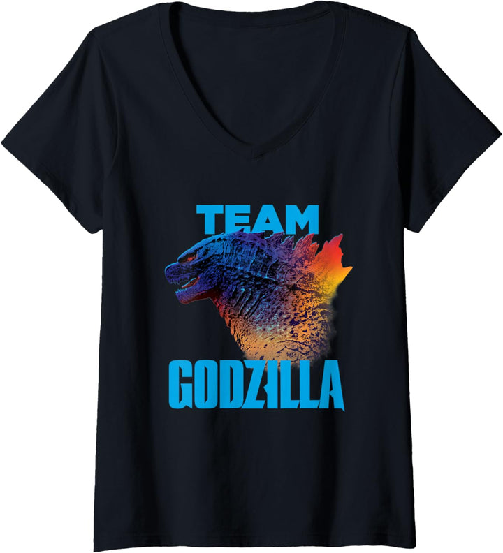 Godzilla vs Kong - Official Team Godzilla Neon T-Shirt mit V-Ausschnitt
