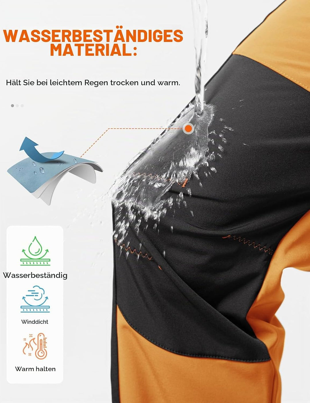 Herren Wanderhose Gefüttert Winterhose Wasserdicht Winddicht Warm Verdickte Softshellhose Outdoorhos