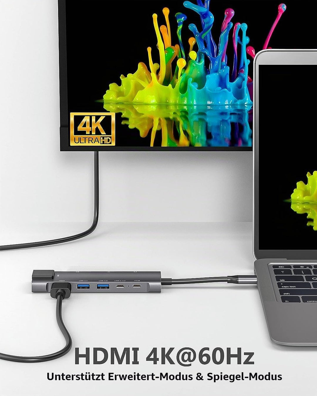 USB C Hub 9 in 1 Multiport Adapter w/Gigabit Ethernet, 100W PD, 4K@60Hz, 2 USB 3.0, USB C 3.0 Data,
