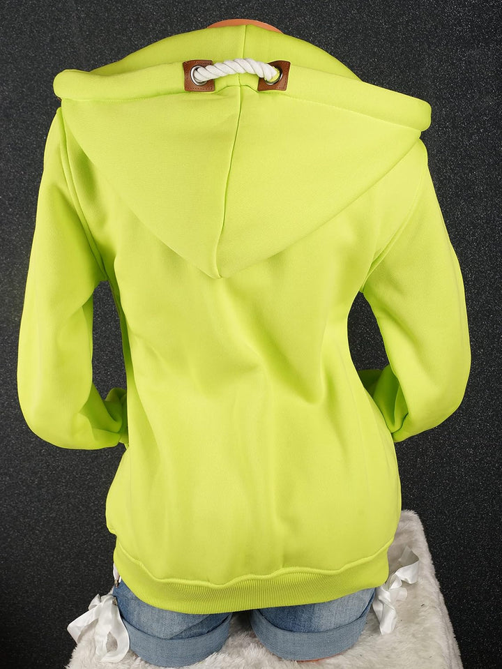 TA Fashion Damen Sweat Jacke Kapuze Fleece gefüttert Übergangsjacke Hoodie gestreiftes oder dünn-ges