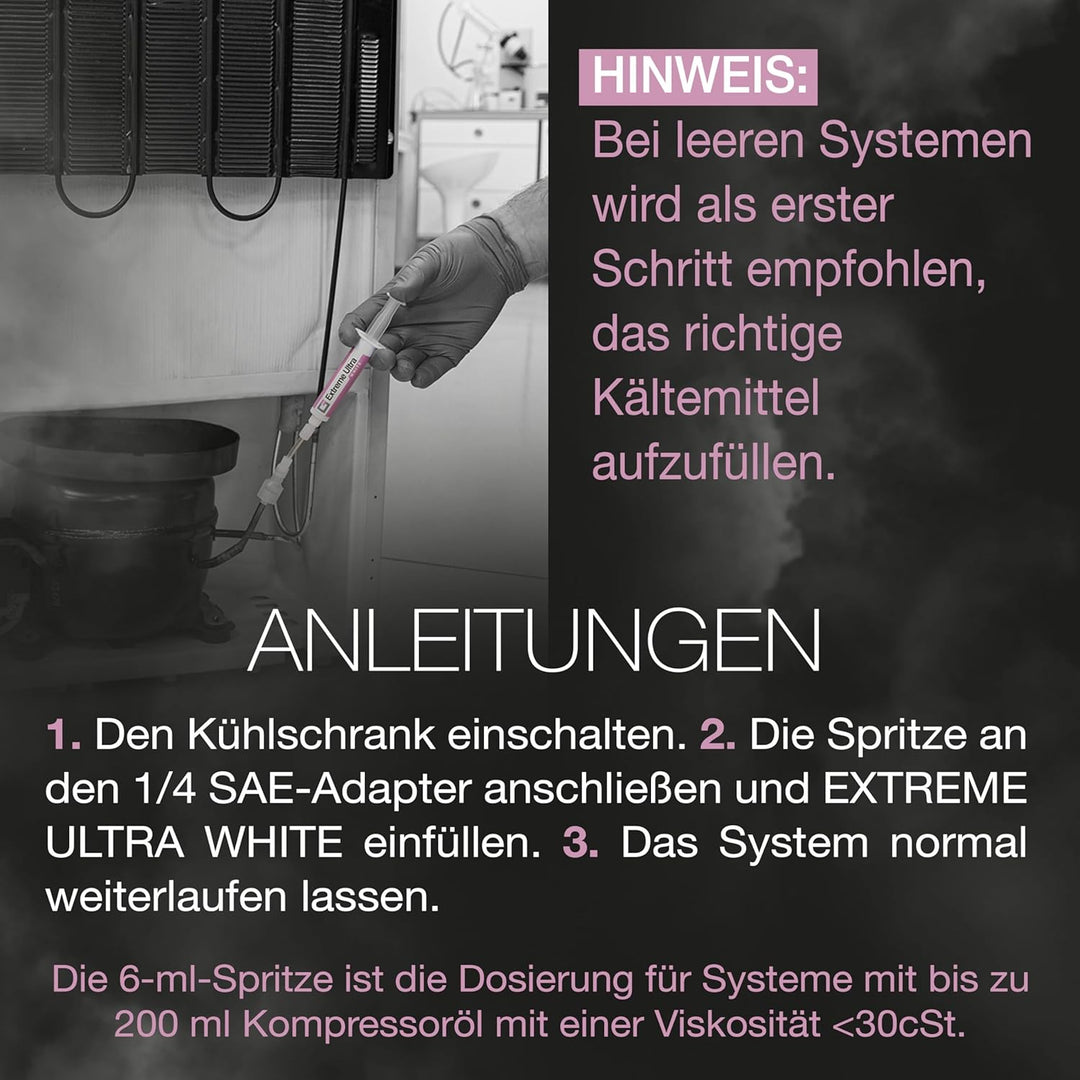 ERRECOM Extreme Ultra White 6 x 6 ml Turafalle für Kühlschränke mit luftdichtem Kompressor und R600