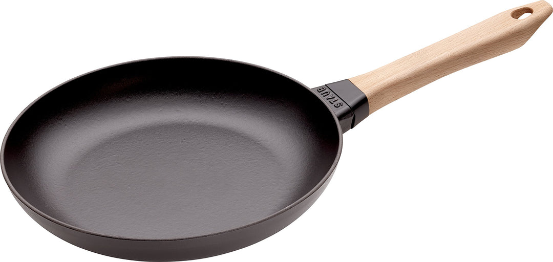 STAUB Gusseisen Pfanne mit Holzgriff, 26 cm, Induktionsgeeignet, Schwarz, 26 cm
