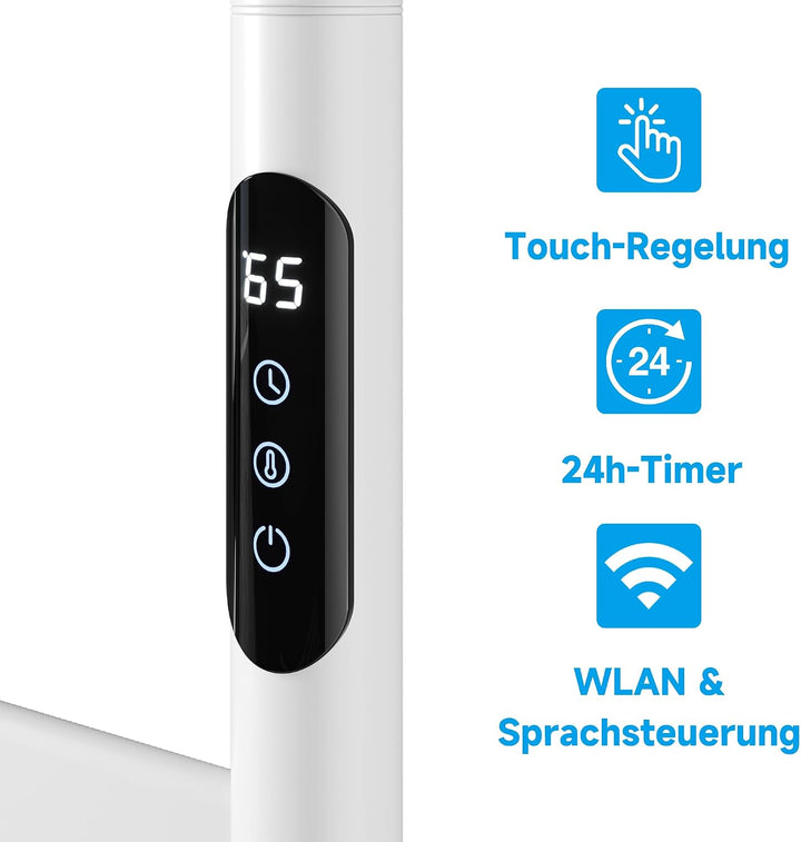 SONNI Elektrischer Handtuchheizkörper mit WLAN &amp; Alexa, 140W Handtuchwärmer mit Ablage &amp; 180° Drehba