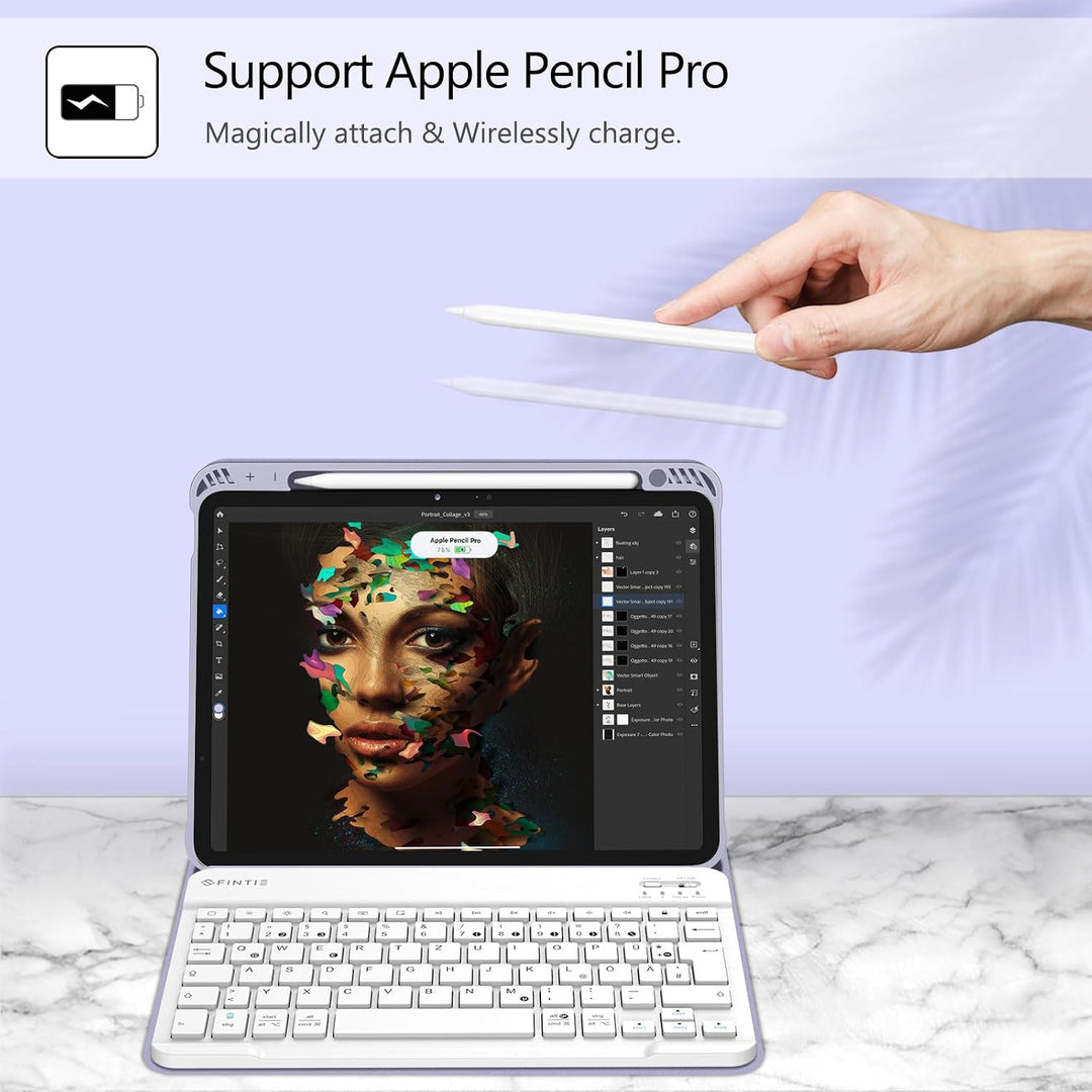 FINTIE Tastatur Hülle für iPad Air 11 Zoll M2, iPad Air 6/5/4 (2024/2022/2020) 10,9 Zoll, TPU Rücksc