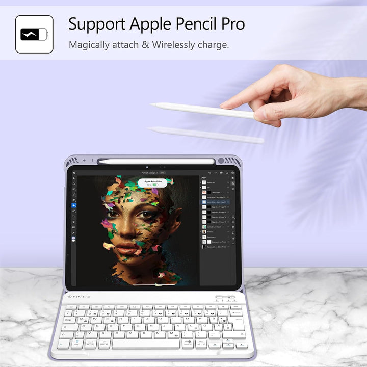 FINTIE Tastatur Hülle für iPad Air 11 Zoll M2, iPad Air 6/5/4 (2024/2022/2020) 10,9 Zoll, TPU Rücksc