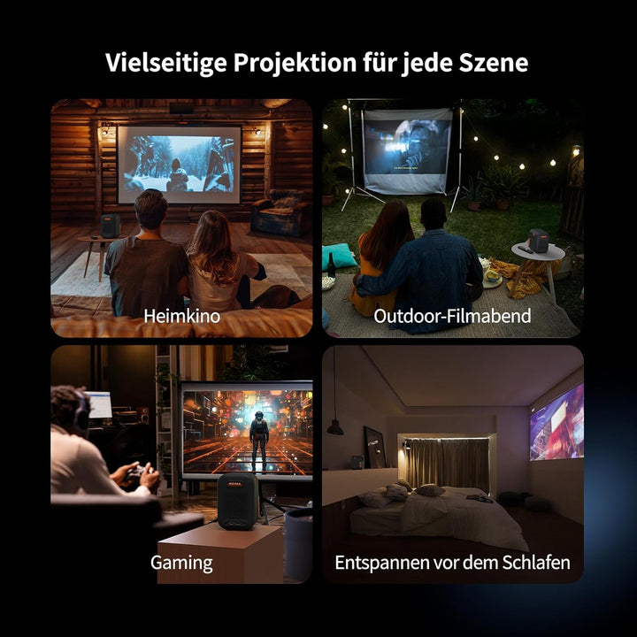 WEMAX Mini Beamer mit Netflix Zertifizierung & Google TV, Tragbarer Projektor 4K, 1080P Native Smart