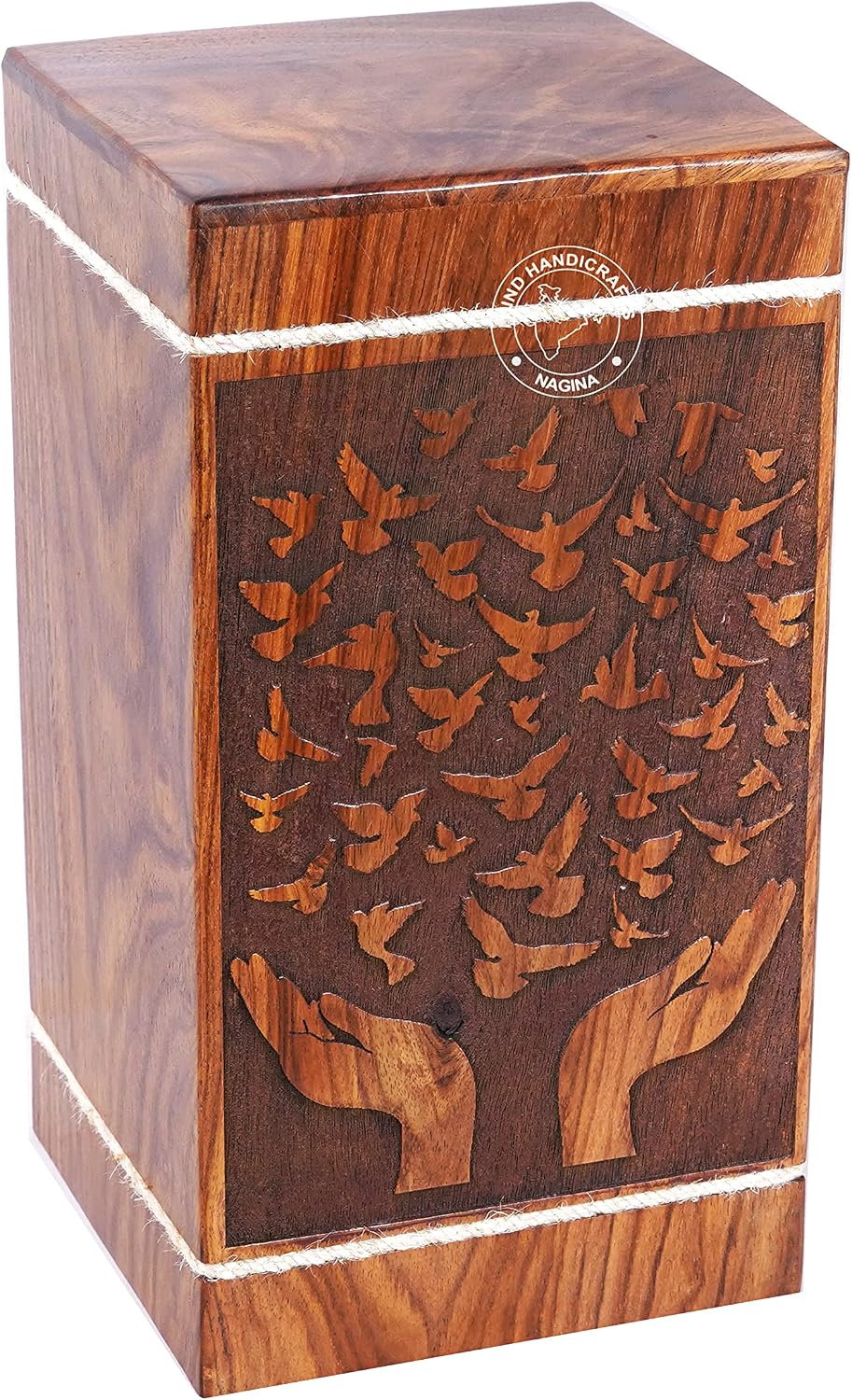 Betende Hand Holzurne für menschliche Asche Erwachsene Gross - Baum des Lebens Urne für Asche - Buri